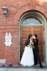 Wedding Bride LGBT Gay Fall kiss