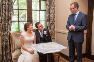 Bride groom rabbi ketubah, Chicago Wedding