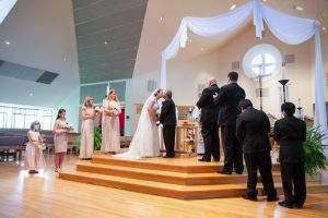 Bride groom first kiss