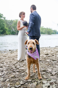 River wedding vows bride groom dog