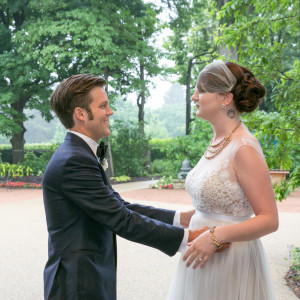 Morton Arboretum Wedding, first look for bride and groom