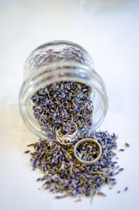 Wedding rings lavender jar