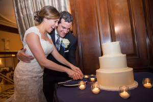 Bride groom cut cake