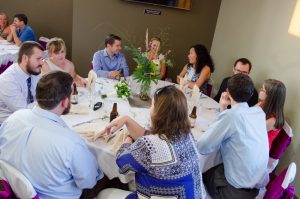 Wedding guests mingle