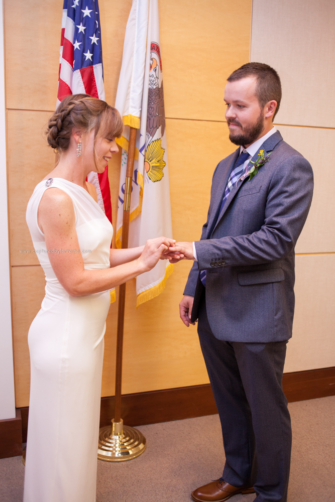 Wedding ceremony ring exchange, Courthouse