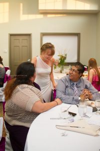 Wedding guests mingle